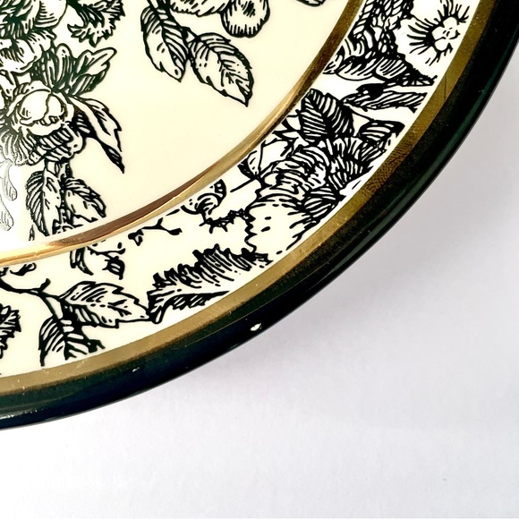 Mud Pie Black, Cream and Gold Trimmed Dessert Plates - Set of 2 - Picture 5 of 6